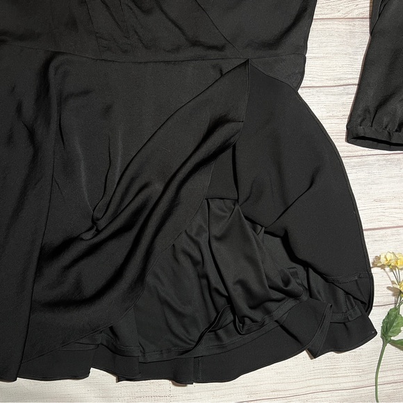 EXPRESS Long Sleeve Surplice Fit And Flare Dress - Picture 7 of 16